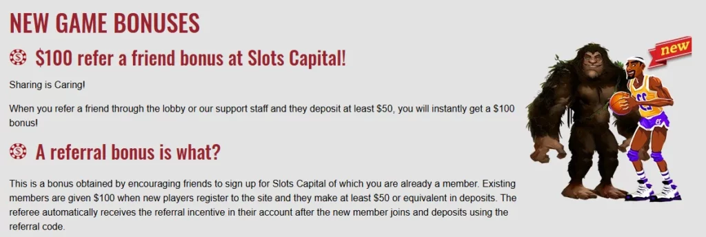 Slots Capital Casino Refer a Friend Bonus