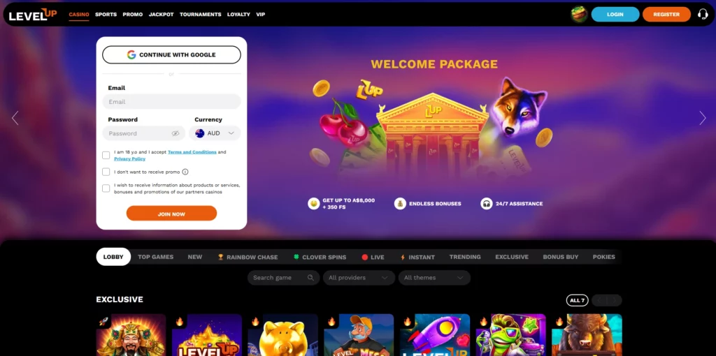 Levelup Casino Welcome Package