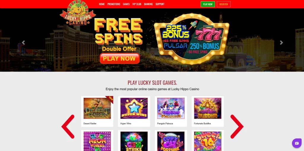 Lucky Hippo Casino Main Page