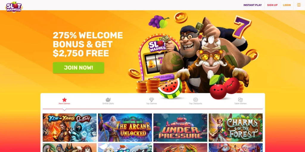Slot Madness Casino Main Page