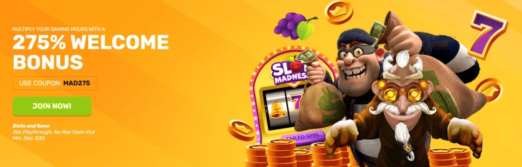 Slot Madness Casino Welcome Bonus