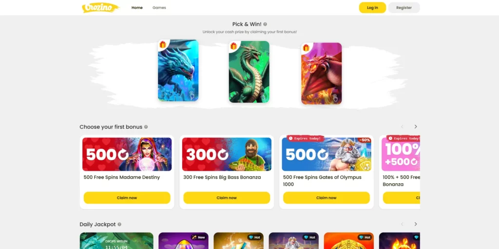 Orozino Casino Main Page
